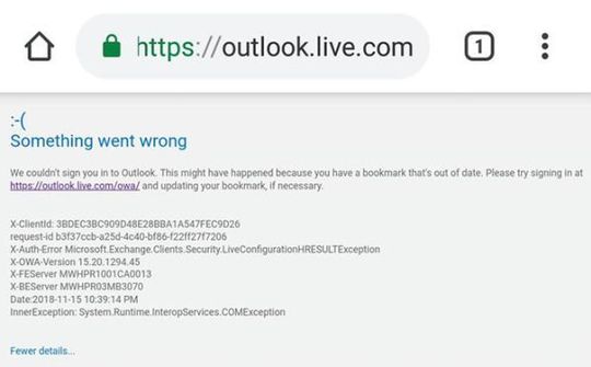 Dịch vụ Outlook Mail của Microsoft gặp sự cố không thể sử dụng