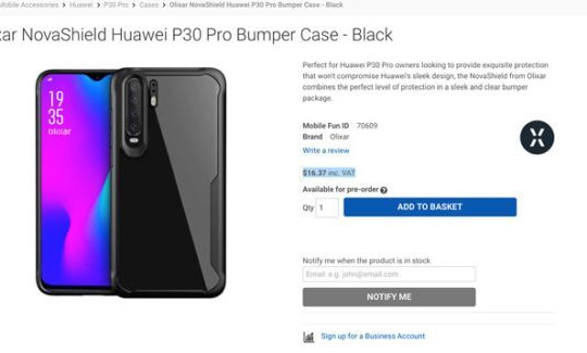 Huawei P30 Pro lộ diện với 4 camera sau