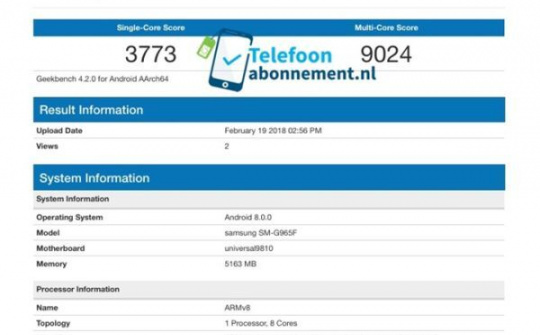 Galaxy S9+ lộ điểm hiệu năng cao kỷ lục