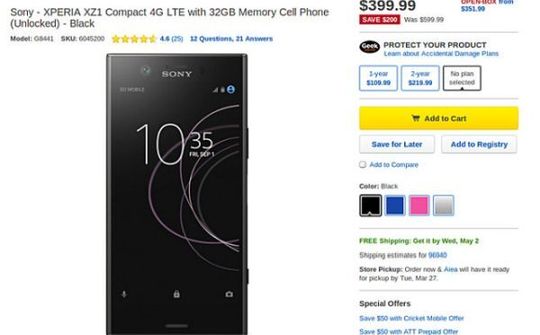 Best Buy giảm giá 4,55 triệu đồng Xperia XZ1 Compact