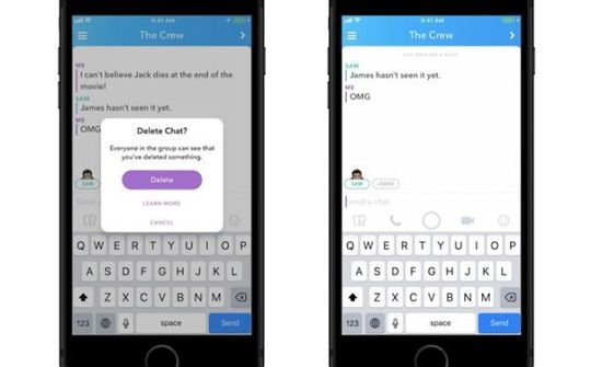 Snapchat giới thiệu tính năng xóa tin nhắn đã gửi