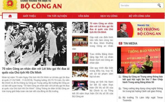 Cổng Thông tin điện tử Bộ Công an phiên bản mới ra mắt