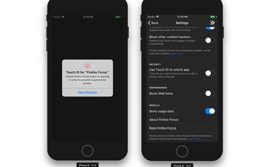 Firefox Focus có thể khóa các thẻ bằng Face ID