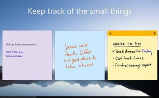 Ứng dụng ghi chú Sticky Note đã có mặt Windows 10 PC