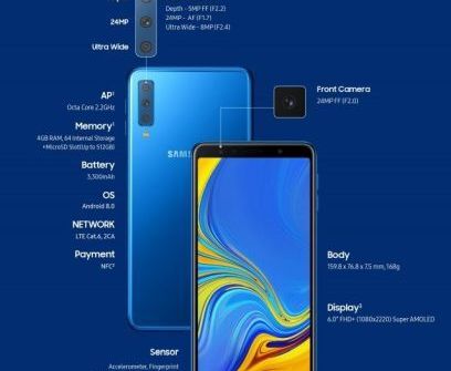 Galaxy A7 (2018) là smartphone đầu tiên của Samsung trang bị 3 camera