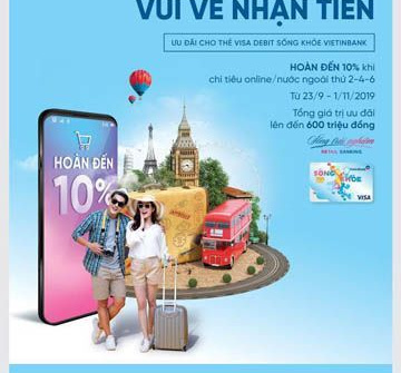 VietinBank hoàn đến 500.000 VND khi chi tiêu bằng thẻ Visa debit Sống khỏe