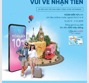 VietinBank hoàn đến 500.000 VND khi chi tiêu bằng thẻ Visa debit Sống khỏe