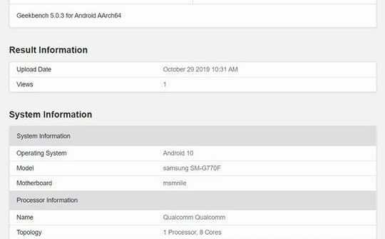 Galaxy S10 Lite có mặt trên Geekbench