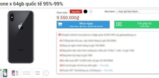 iPhone X hàng 95% được chào bán với giá 9,5 triệu đồng
