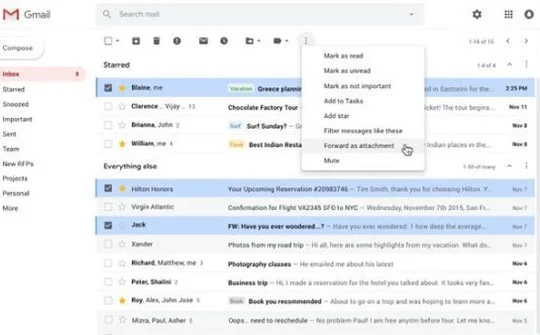 Gmail cho đính kèm email vào email mới