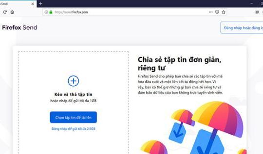 Firefox Send được cung cấp hoàn toàn miễn phí