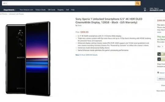 Amazon chào bán Sony Xperia 1 được bán với giá đến 1.000 USD
