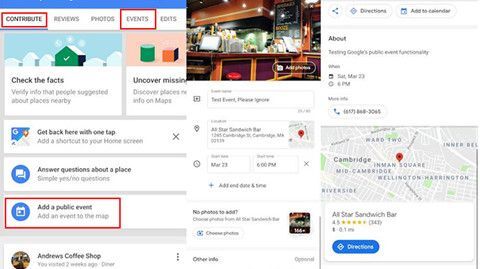 Google Maps trên Android cung cấp tính năng tạo sự kiện