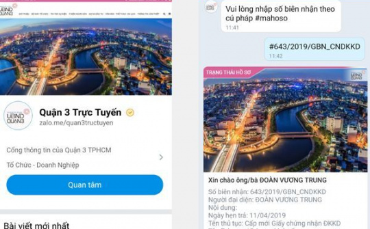 “Quận 3 trực tuyến” đã hiện diện trên Zalo