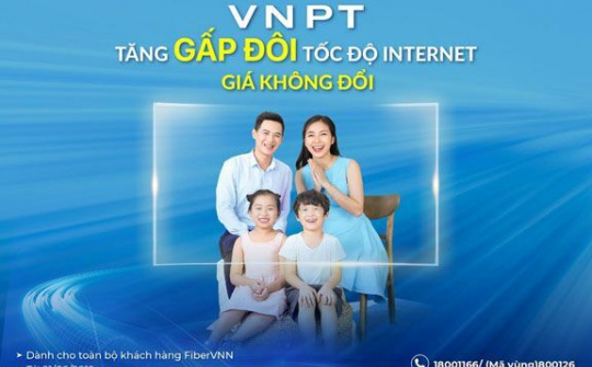 VNPT tăng gấp đôi tốc độ truy cập Internet, giá không đổi