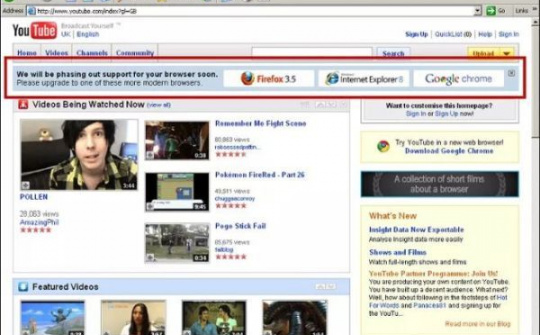 YouTube gián tiếp "khai tử" Internet Explorer 6