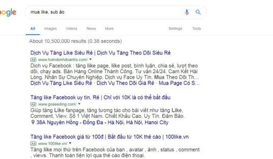 Tràn lan dịch vụ bán lượt like, sub ảo trên YouTube, Facebook