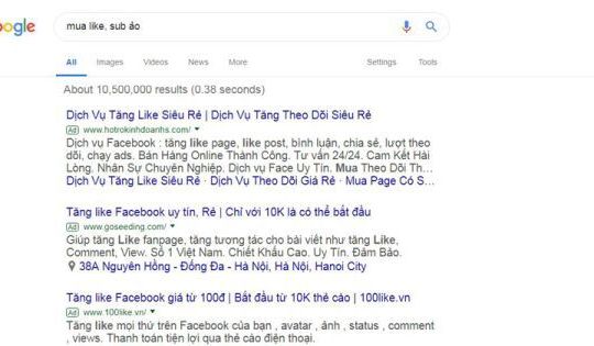 Tràn lan dịch vụ bán lượt like, sub ảo trên YouTube, Facebook