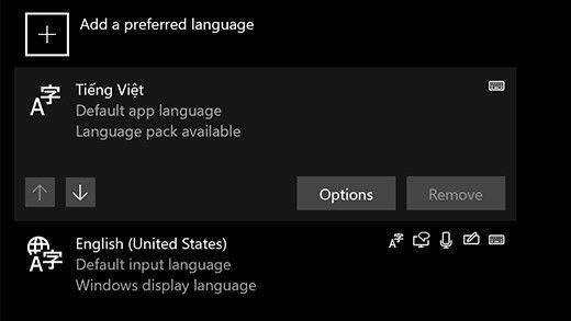 Bộ gõ tiếng Việt đã có mặt ở phiên bản cập nhật Windows 10