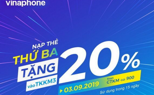 VinaPhone tung 2 chương trình khuyến mại nạp thẻ trong ngày 3/9