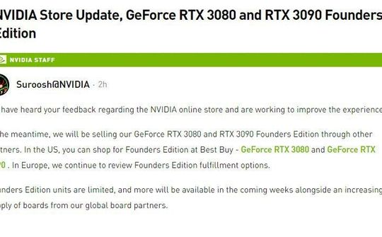 Nvidia dừng bán RTX 3080 và 3090 trên nền tảng web trực tuyến