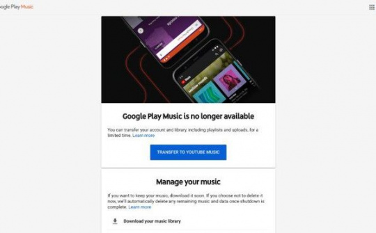 Google Play Music chính thức ngừng hoạt động