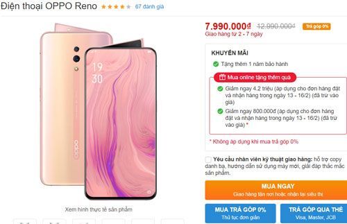 Oppo Reno giảm giá 5 triệu đồng tại Việt Nam