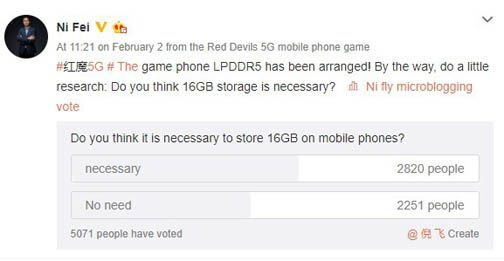 Nubia Red Magic 5G sẽ sở hữu RAM 16GB