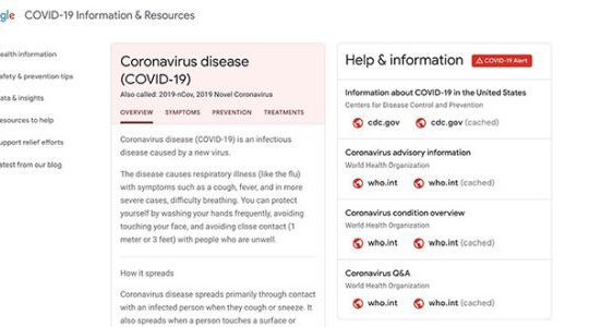 Trang web chuyên Covid-19 của Google chính thức đi vào hoạt động