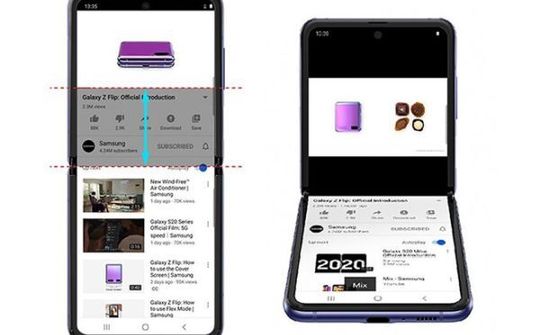 Ứng dụng YouTube hỗ trợ chế độ Flex cho Galaxy Z Flip