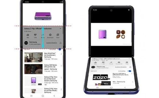 Ứng dụng YouTube hỗ trợ chế độ Flex cho Galaxy Z Flip
