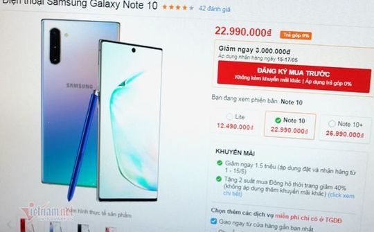 Giá Galaxy Note 10 đang điều chỉnh mạnh với mức giảm lên tới 3 triệu đồng