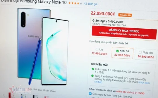 Giá Galaxy Note 10 đang điều chỉnh mạnh với mức giảm lên tới 3 triệu đồng