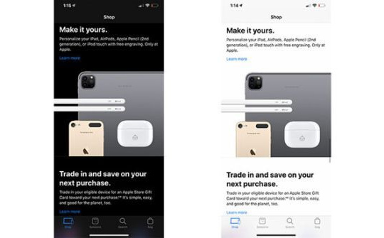 Ứng dụng Apple Store đã hỗ trợ Dark Mode