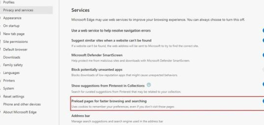 Microsoft Edge hỗ trợ tính năng tải trước trang web