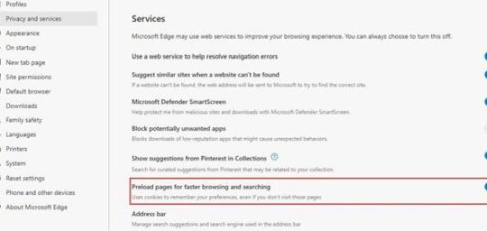 Microsoft Edge hỗ trợ tính năng tải trước trang web