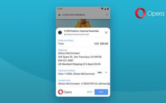 Opera cho Android 59 thêm khả năng thanh toán trực tuyến