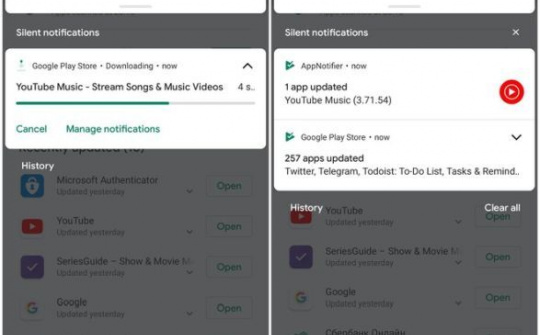 Google Play sẽ thông báo cập nhật ứng dụng