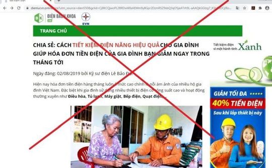 EVN bị giả mạo thương hiệu để bán hàng trên internet