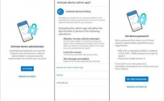 Outlook trên Android cảnh báo khi mật khẩu kém an toàn