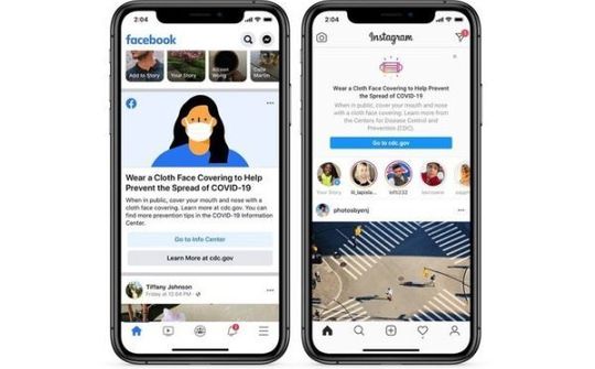 Facebook và Instagram nhắc nhở mọi người đeo khẩu trang qua biểu ngữ