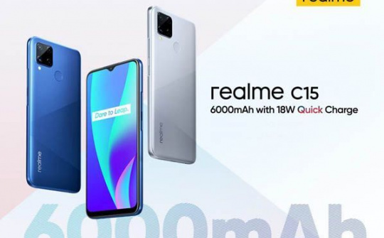 Realme C15 sẽ được bán ra từ ngày 29/7 với giá khởi điểm 138 USD