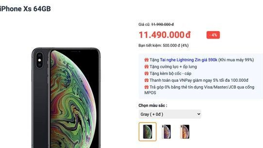 iPhone XS 64 GB giảm giá chỉ còn 11,4 triệu đồng