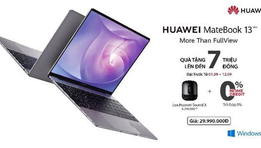Huawei Matebook 13 lên kệ tại Việt Nam với giá gần 30 triệu đồng
