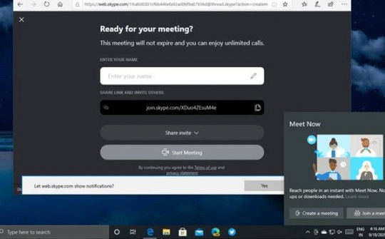 Windows 10 thử nghiệm Meet Now cạnh tranh Zoom