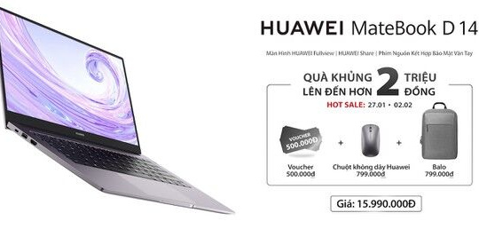 Huawei MateBook D 14 lên kệ tại Việt Nam với giá gần 16 triệu đồng ​