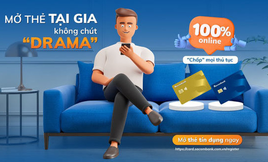 Khách hàng Sacombank có thể mở thẻ tín dụng online từ hôm nay