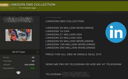 827 triệu hồ sơ LinkedIn bị đem ra rao bán với giá 7.000 USD