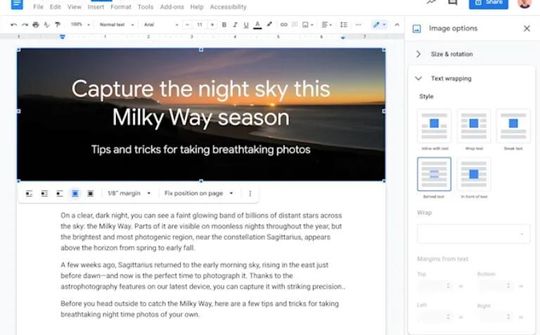 Google Docs sẽ cho phép người dùng phủ văn bản lên hình ảnh