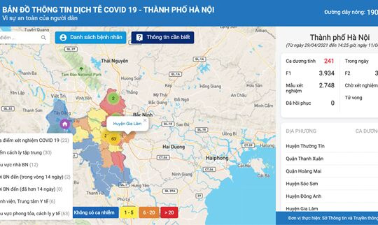 Hà Nội ra mắt Bản đồ thông tin dịch tễ phục vụ phòng chống COVID-19